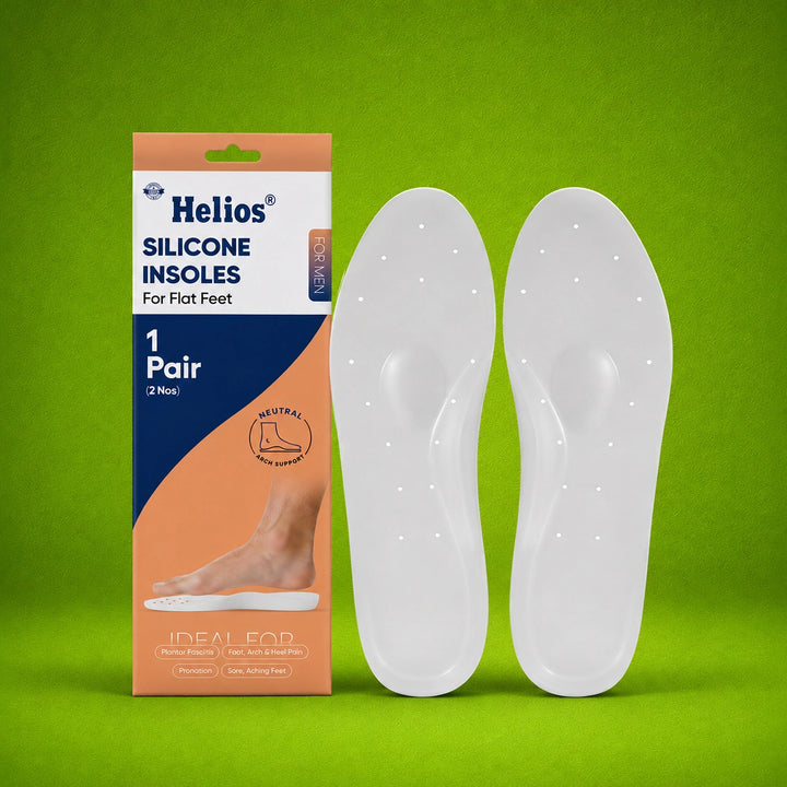 Helios Silicone Insoles for Men & Women | Arch Support & Metatarsal Cushion Shoe Inserts | Shock Absorbing, Anti-Slip, Breathable, Washable Insoles for Flat Feet & All-Day Comfort