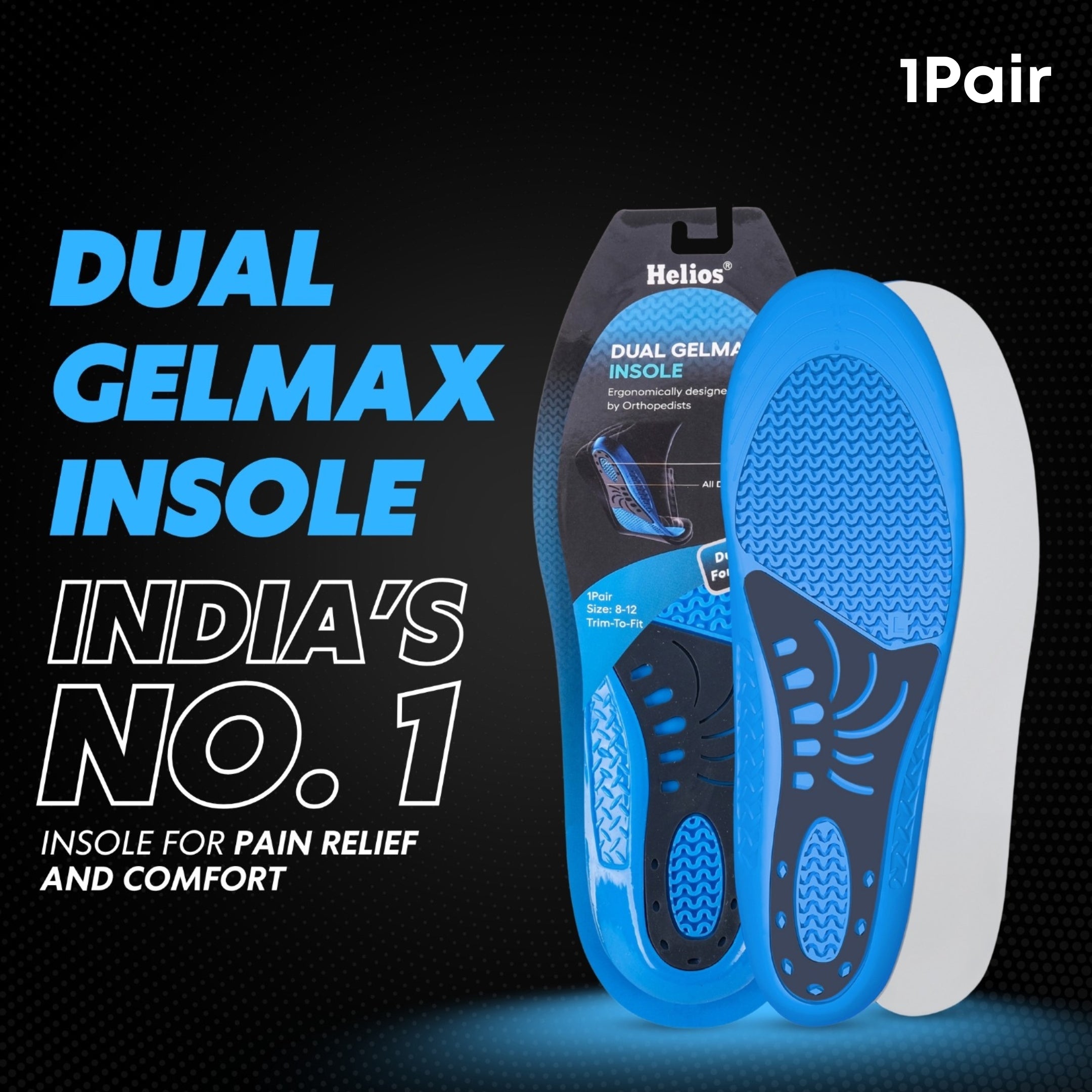 DUAL GELMAX INSOLES (TRIM TO FIT SIZE 8-12)