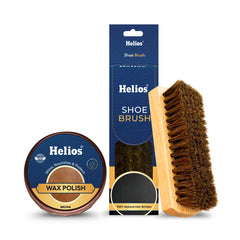 Helios Wax Shoe Polish with 100% Natural Hair Shoe Brush | Leather Shoe Care, Shine & Polish Combo