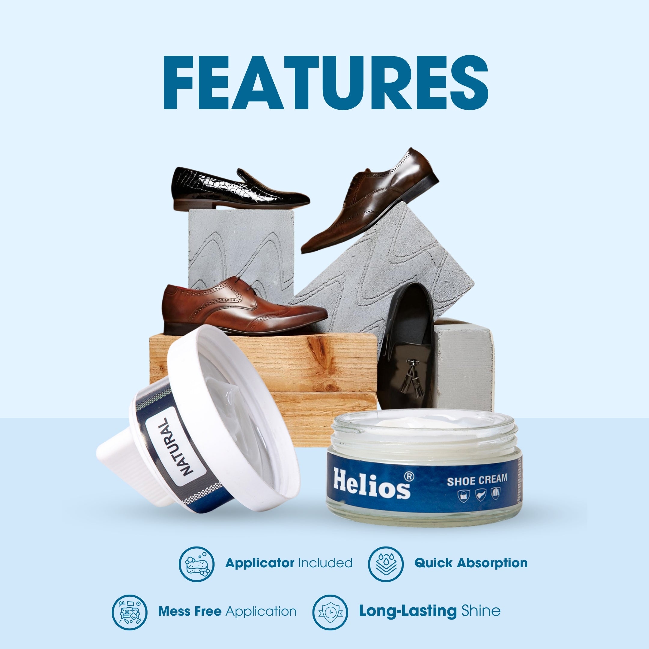 Helios Coloured Shoe Cream - 48 GM With Applicator