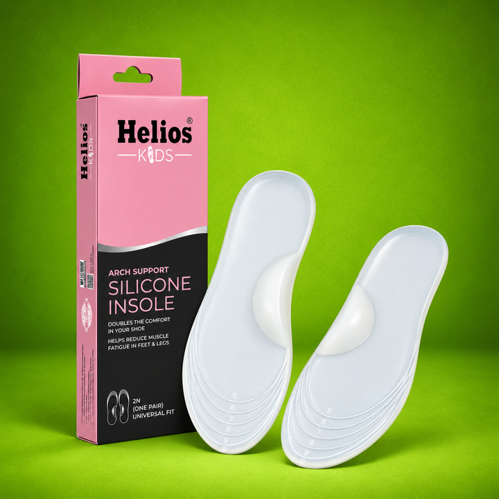 Helios Kids Silicone Arch Support Insole for Shoes | Soft & Comfortable Foot Arch Support | Helps Reduce Foot & Leg Fatigue | Universal Fit Size 5 to 10 | 1 Pair