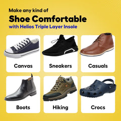HELIOS TRIPLE LAYER ULTRA COMFORT INSOLES FOR PAIN RELIEF & SHOCK ABSORPTION (TRIM TO FIT SIZE 7-11)