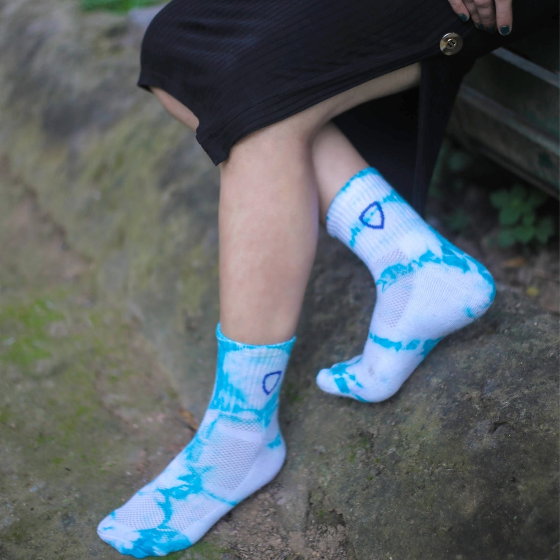 Helios Styocks Tie & Dye Ankle Length Cushion Socks - Sky Blue