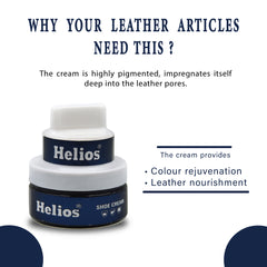 Helios Coloured Shoe Cream - 48 GM With Applicator With Shoe Shine Buffing Cloth