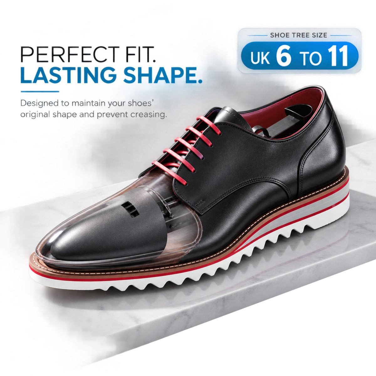 Helios Plastic Shoe Trees for Men , Adjustable Shoe Shaper & Protector, Shoe Keeper for Maintaining Shape, UK Size 6 To 11
