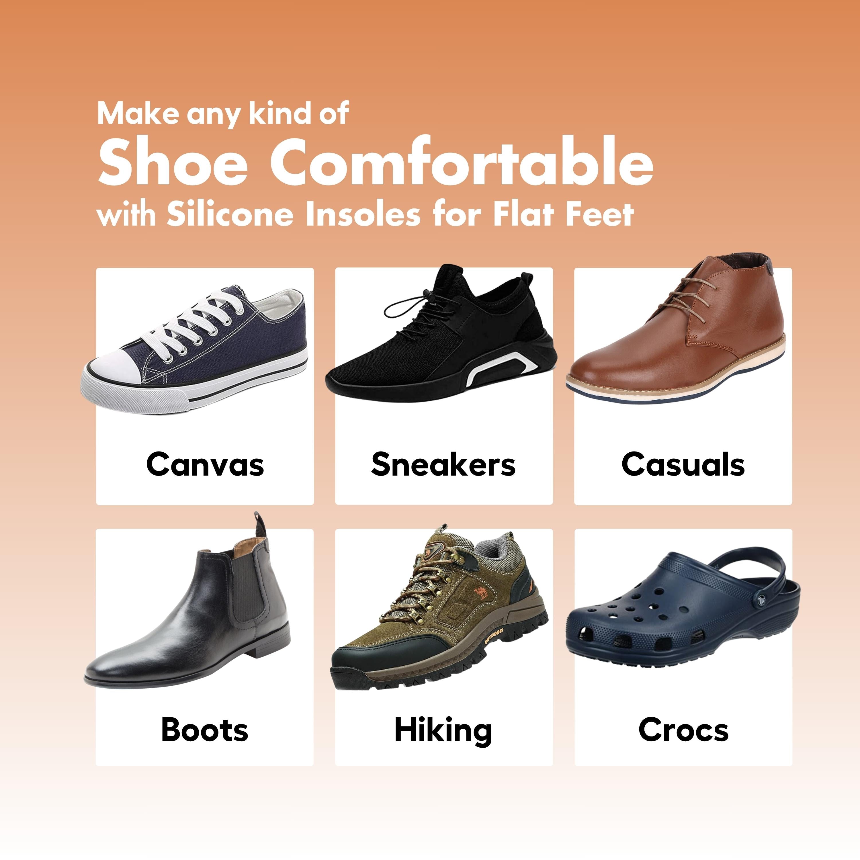 Helios Silicone Insoles for Men - Flat Feet