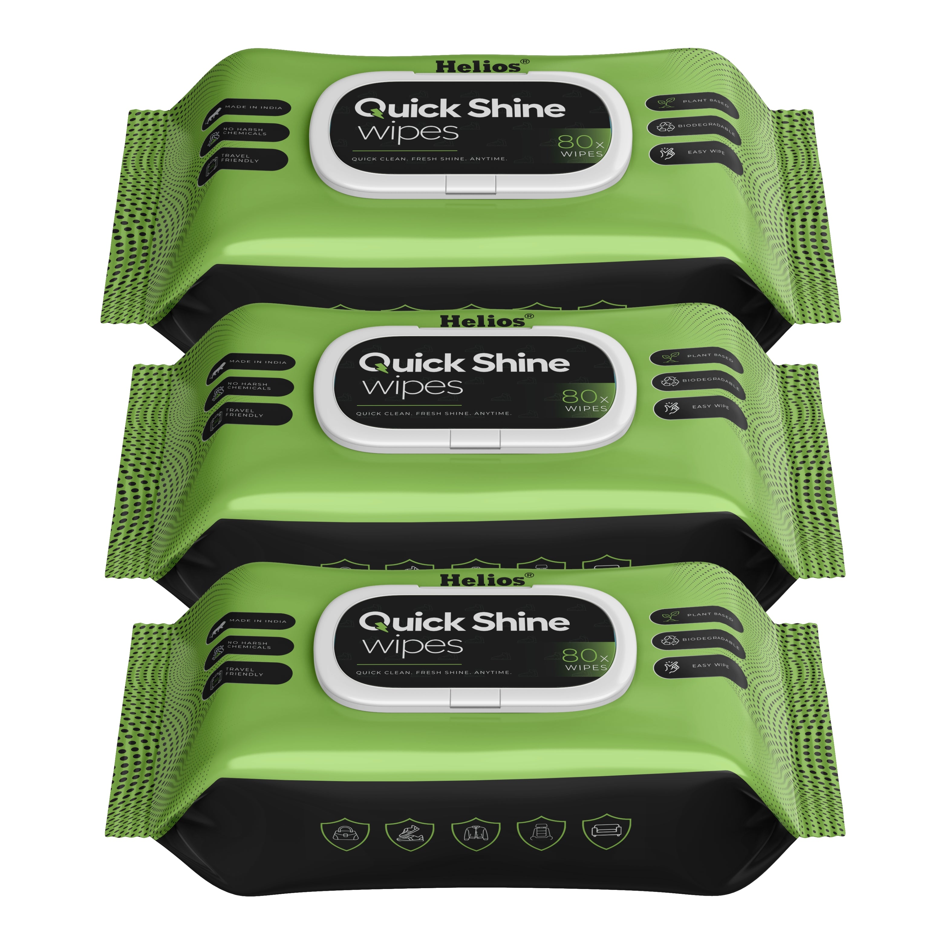 Helios Quick Shine Shoe Wipes Pack of 80