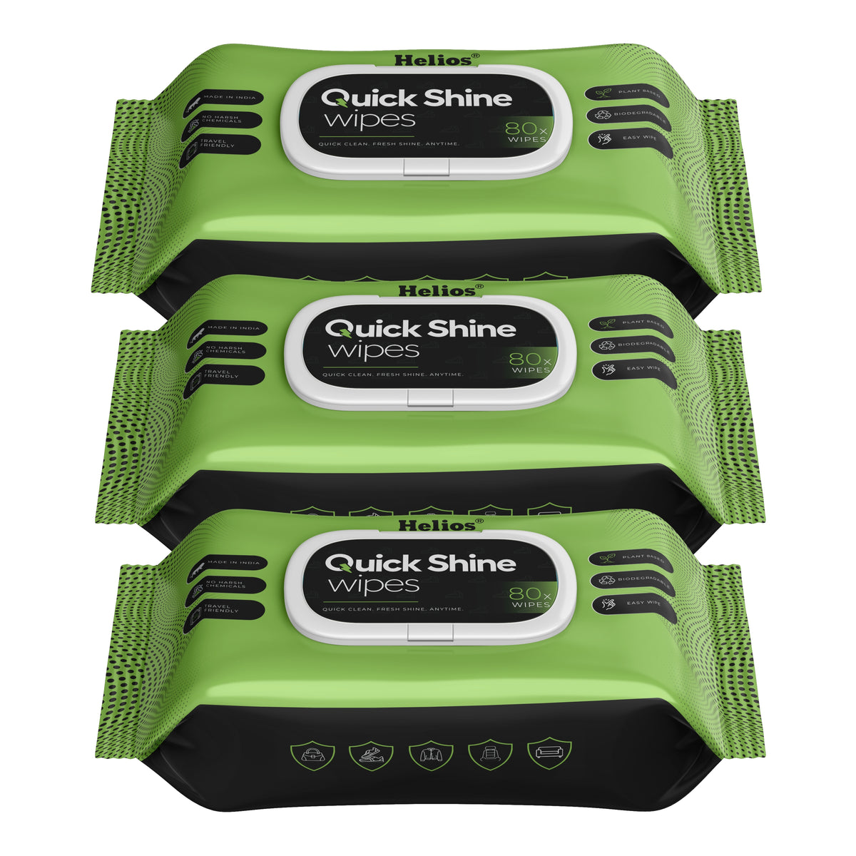 Helios Quick Shine Shoe Wipes Pack of 80