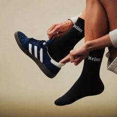 Helios Cotton Crew Socks Pack of 3 Pairs for Men & Women | Soft Breathable Daily Wear Socks | Black Grey Navy Blue
