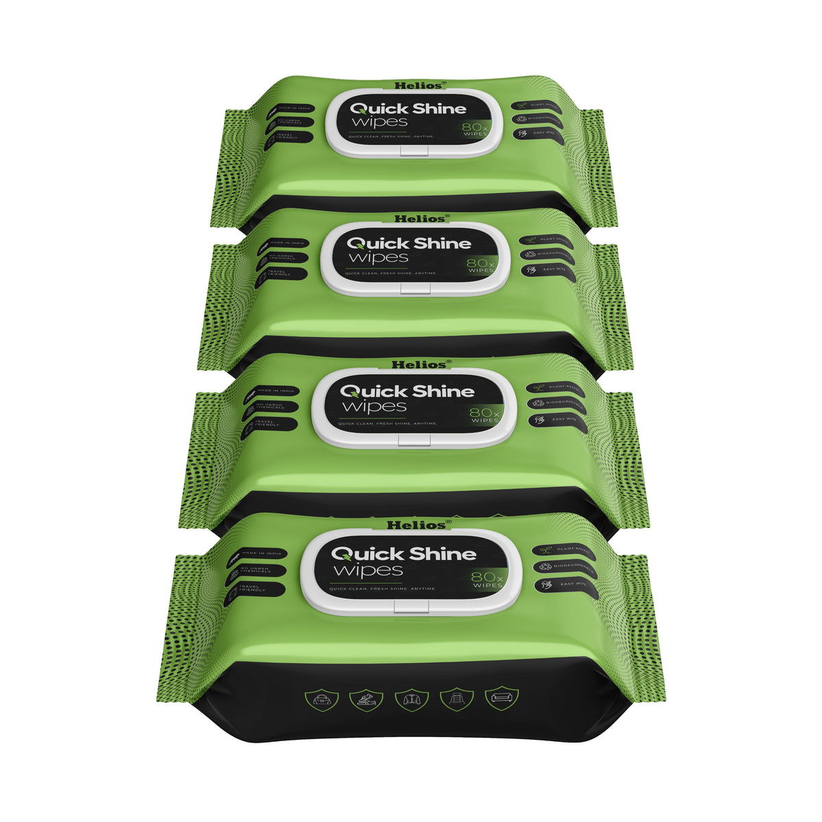 Helios Quick Shine Shoe Wipes Pack of 80