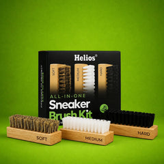 Helios All-in-One Sneaker Brush Kit | 3 Premium Cleaning Brushes (Soft, Medium & Hard)