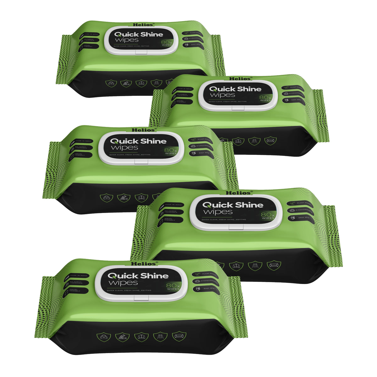 Helios Quick Shine Shoe Wipes Pack of 80