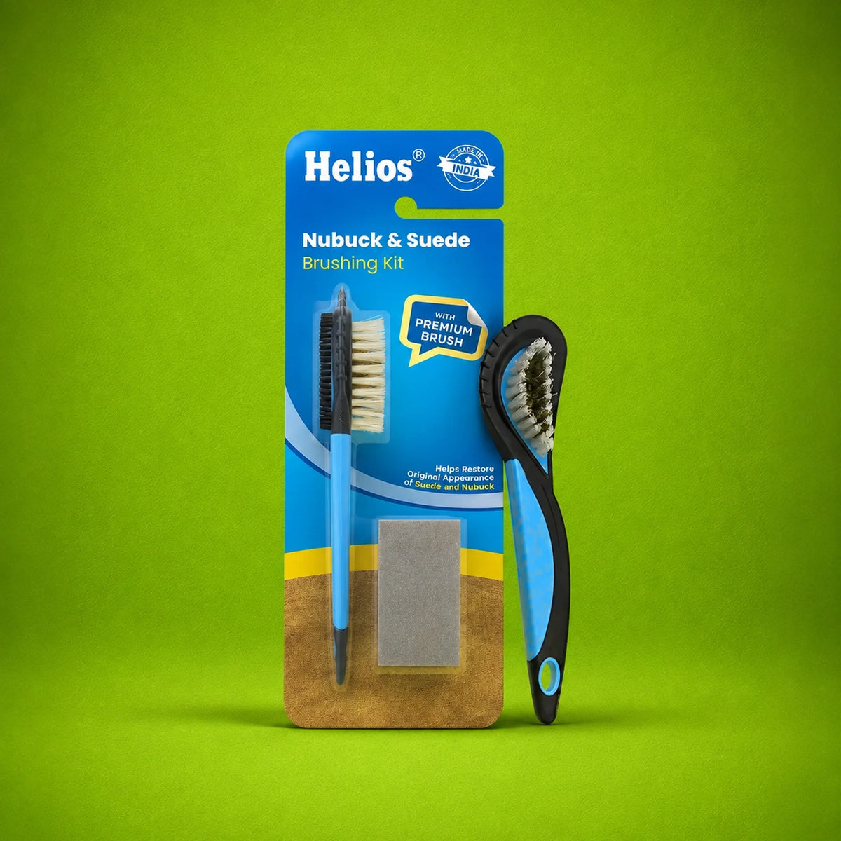 Helios Shoe Cleaning Kit with Eraser Block and suede leather brush, Safe for Suede, Nubuck, Leather