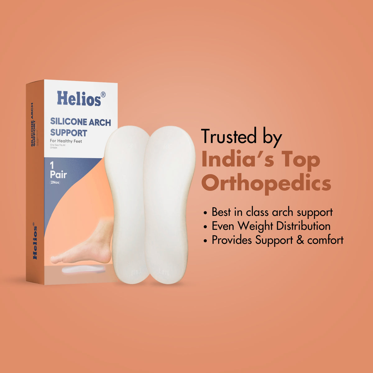 Helios Silicone Arch Support Insole | Unisex | One size fits all