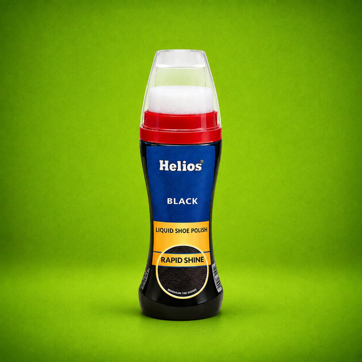 Helios Liquid Shoe Polish – Instant Shine & Color Restore for Leather Shoes | Black & Brown | Easy Sponge Applicator