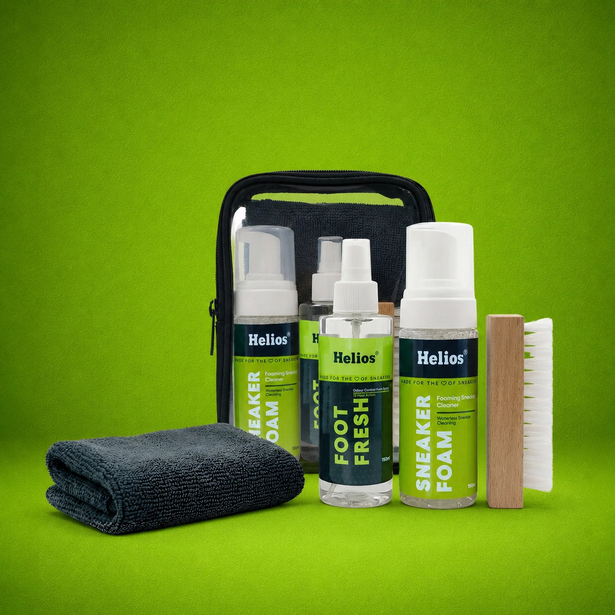 Helios Advanced Sport & Sneaker Cleaner Kit with Micro Fiber Cloth & Foot fresh.