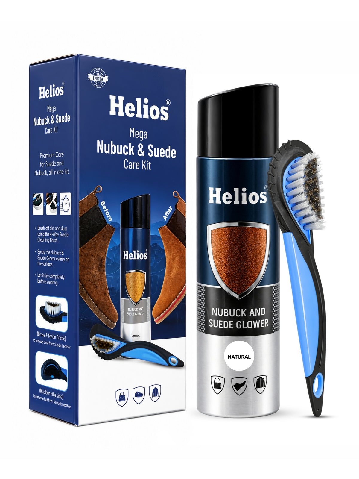Helios Shoe Accessories Kit 1 Nubuck Suede Glower, 1 Nubuck Suede Brush