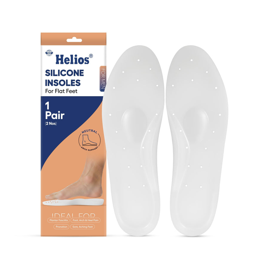 Helios Silicone Insoles for Men & Women | Arch Support & Metatarsal Cushion Shoe Inserts | Shock Absorbing, Anti-Slip, Breathable, Washable Insoles for Flat Feet & All-Day Comfort