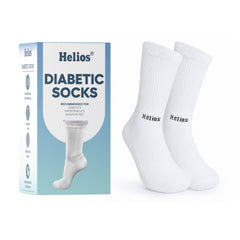 Helios Diabetic Socks for Men Women Recommended for Diabetic Hypertensives Sensitives Feet White Color 1Pair.