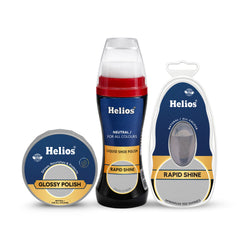 Helios 3-in-1 Shoe Care Combo – Liquid Polish, Wax Polish & Rapid Shine