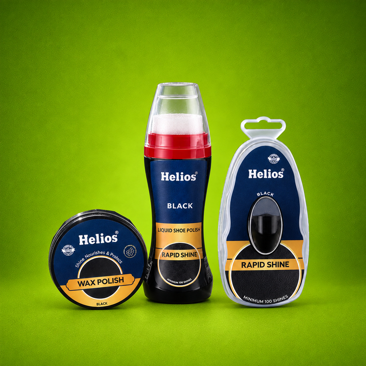 Helios 3-in-1 Shoe Care Combo – Liquid Polish, Wax Polish & Rapid Shine