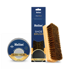 Helios Wax Shoe Polish with 100% Natural Hair Shoe Brush | Leather Shoe Care, Shine & Polish Combo