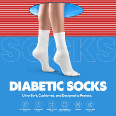 Helios Diabetic Socks for Men Women Recommended for Diabetic Hypertensives Sensitives Feet White Color 1Pair.