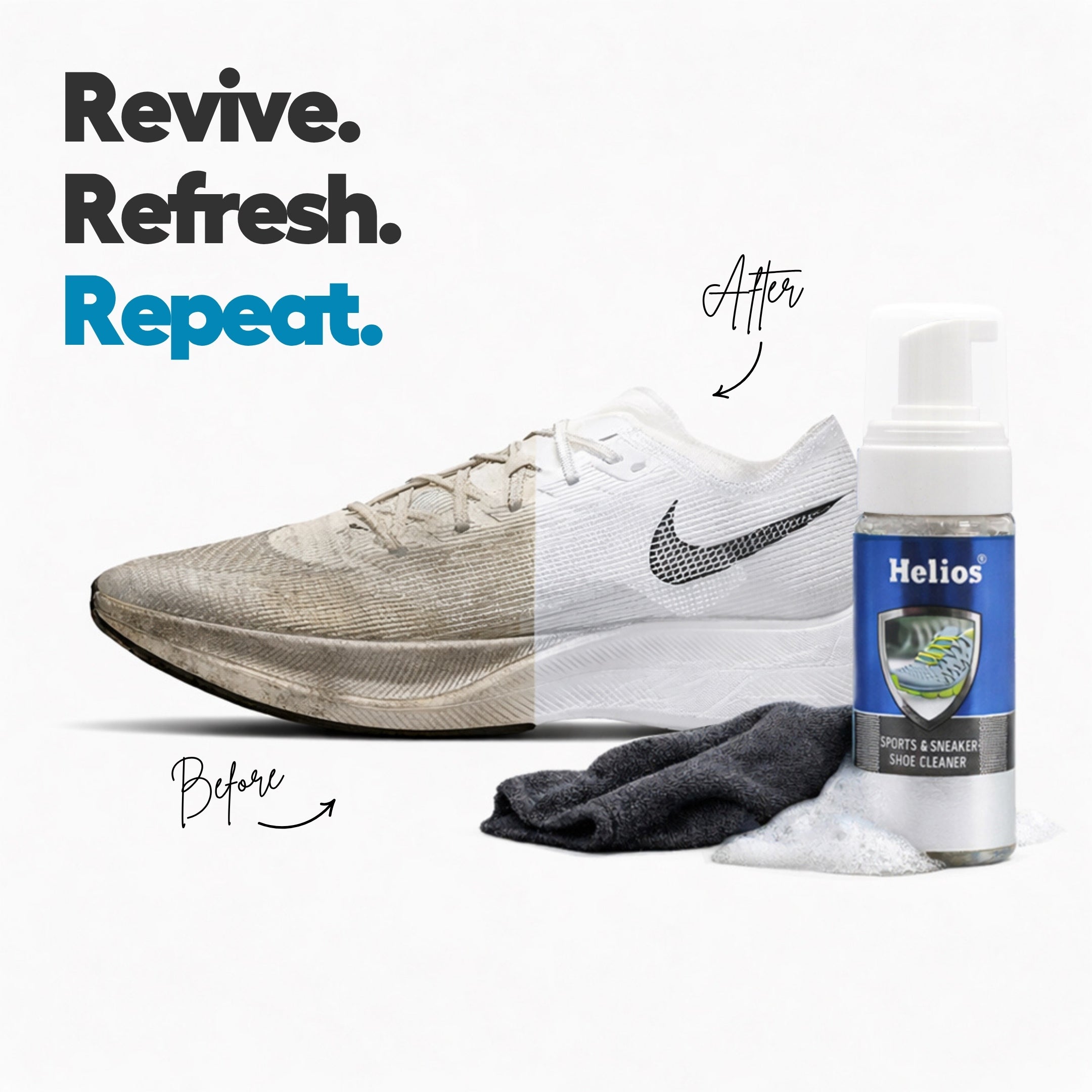Helios 100 ml Sneaker Wall Waterproof Spray + 150 ml Sports & Sneaker Shoe Care Kit with Wooden Brush | Shoe Protection & Cleaning Combo