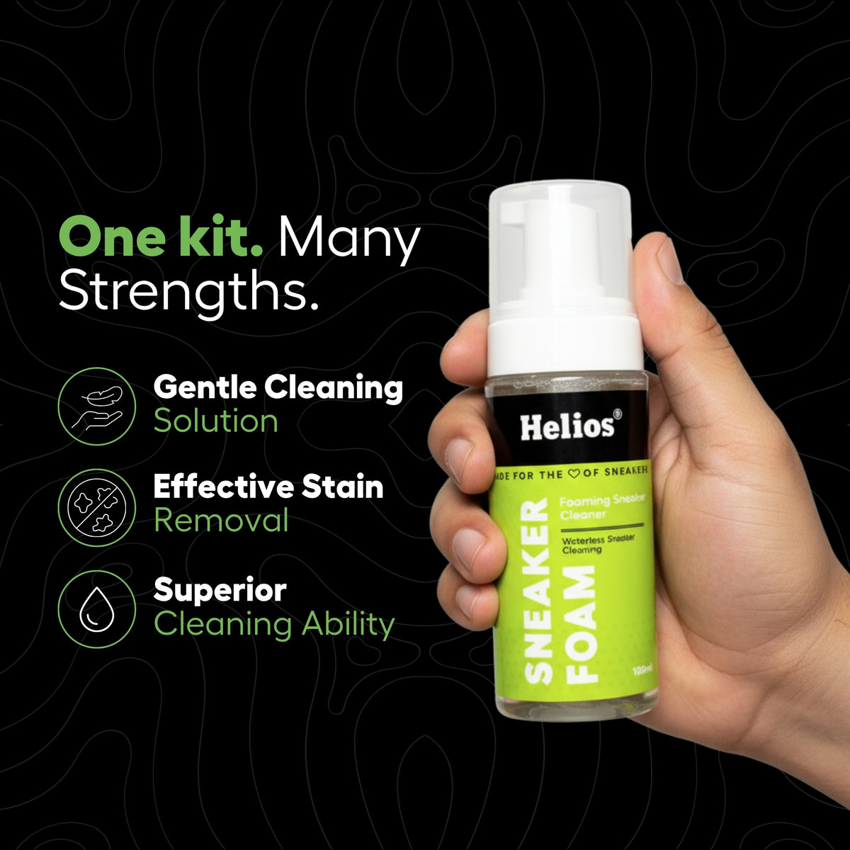 Helios Advanced Sport & Sneaker Cleaner Kit with Micro Fiber Cloth & Foot fresh.