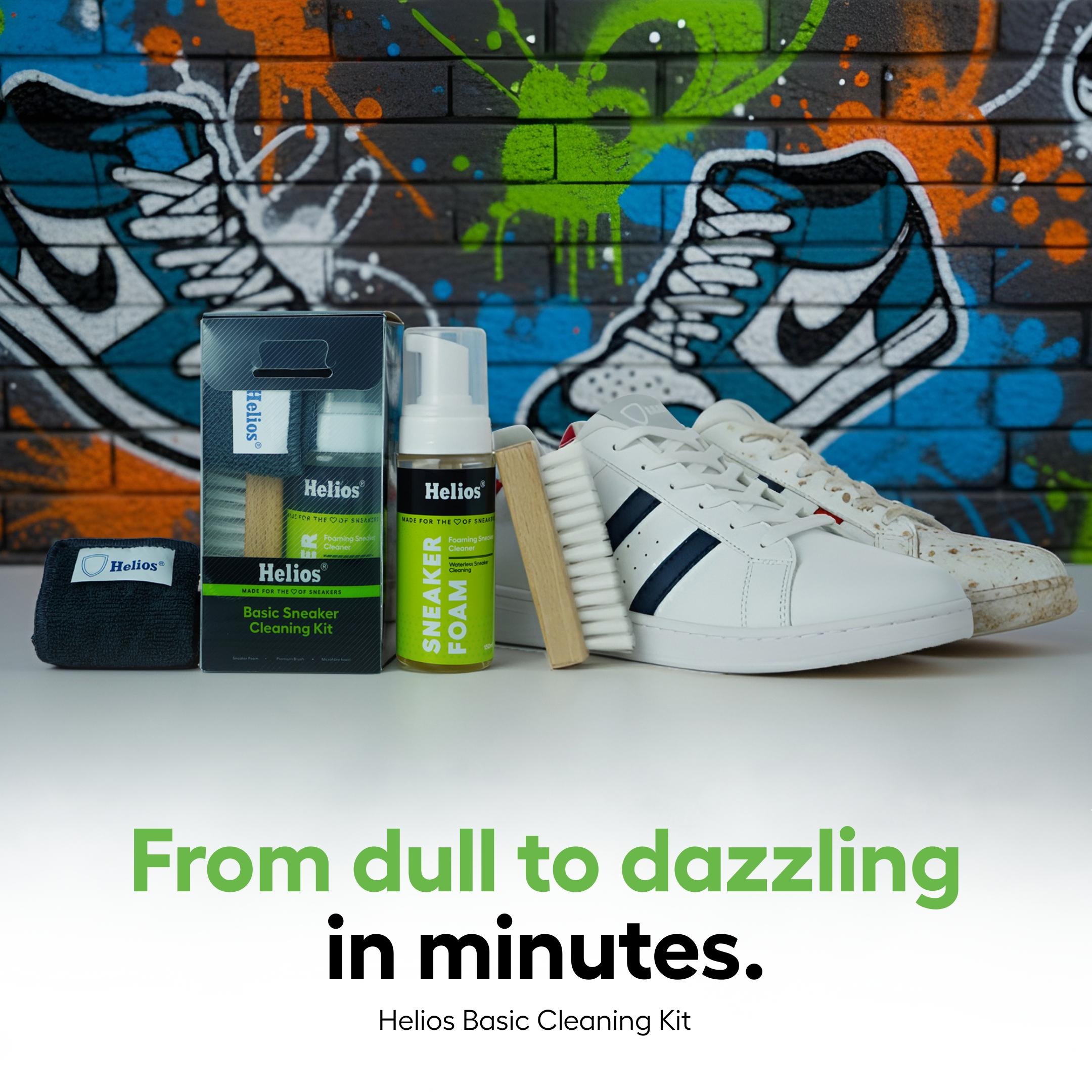 Helios Basic Sneaker Shoe Cleaning Kit with Microfiber Towel.