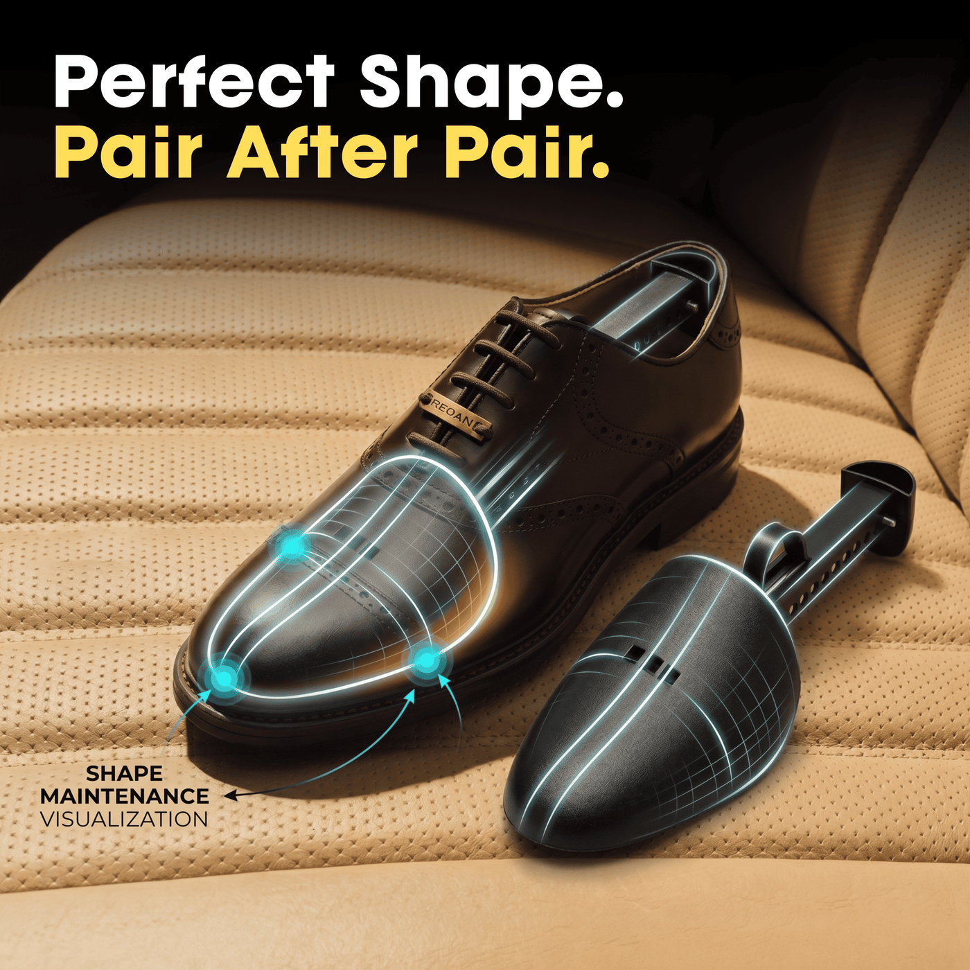 Helios Plastic Shoe Trees for Men , Adjustable Shoe Shaper & Protector, Shoe Keeper for Maintaining Shape, UK Size 6 To 11