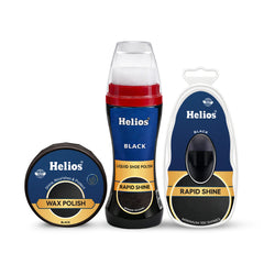 Helios 3-in-1 Shoe Care Combo – Liquid Polish, Wax Polish & Rapid Shine