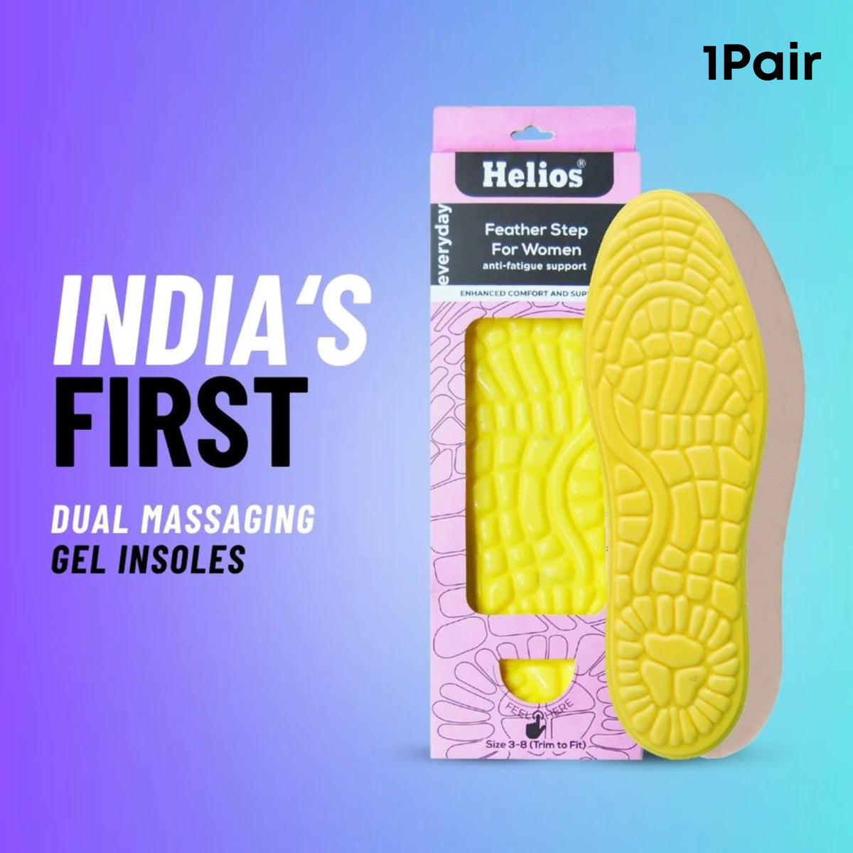 Helios Massaging Feather Gel Insoles {trim to fit size 3-8}
