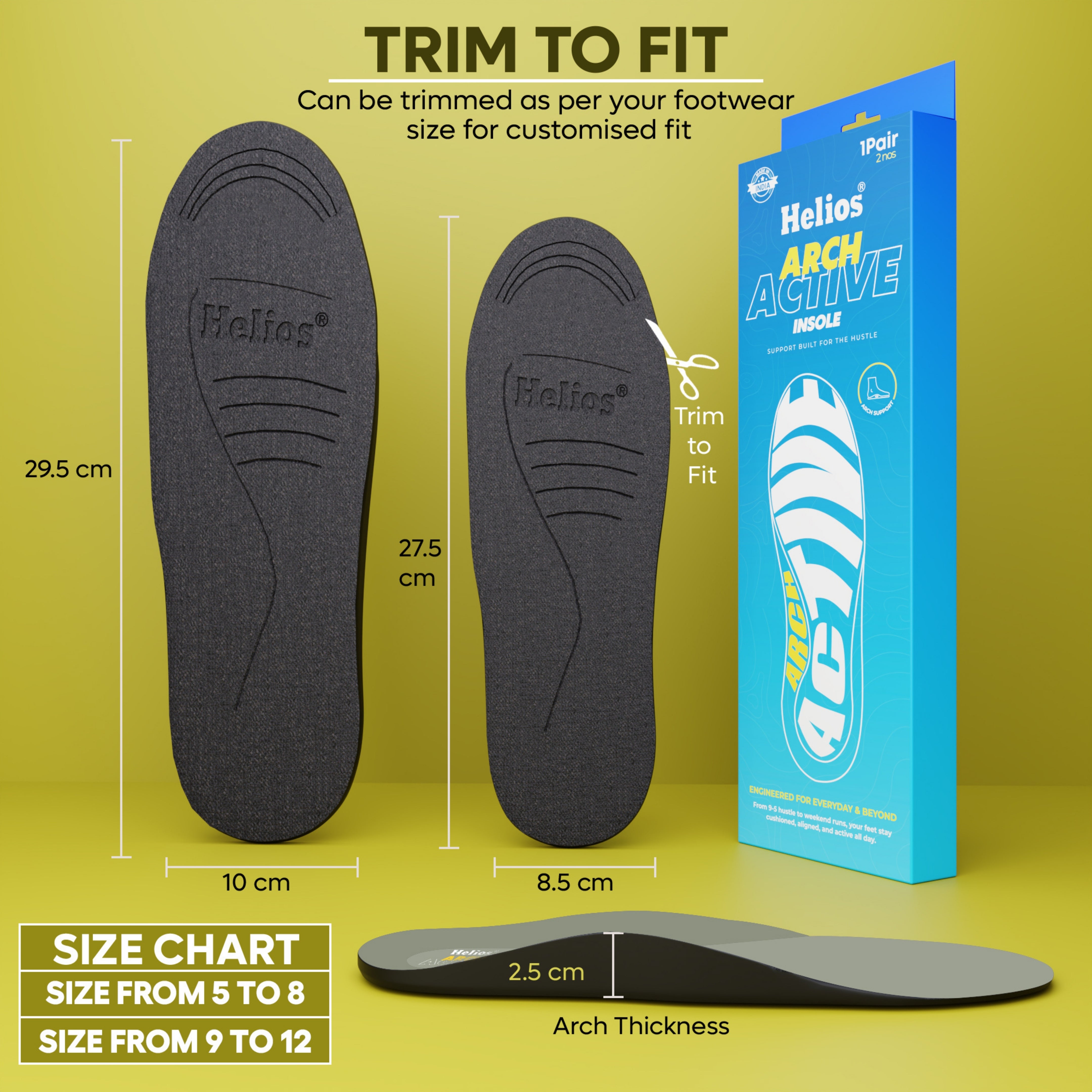Helios Arch Active Insole (Trim to Fit) | Sizes 5–8 & 9–12