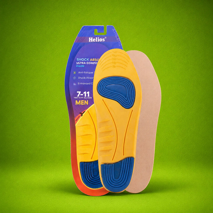 HELIOS TRIPLE LAYER ULTRA COMFORT INSOLES FOR PAIN RELIEF & SHOCK ABSORPTION (TRIM TO FIT SIZE 7-11)