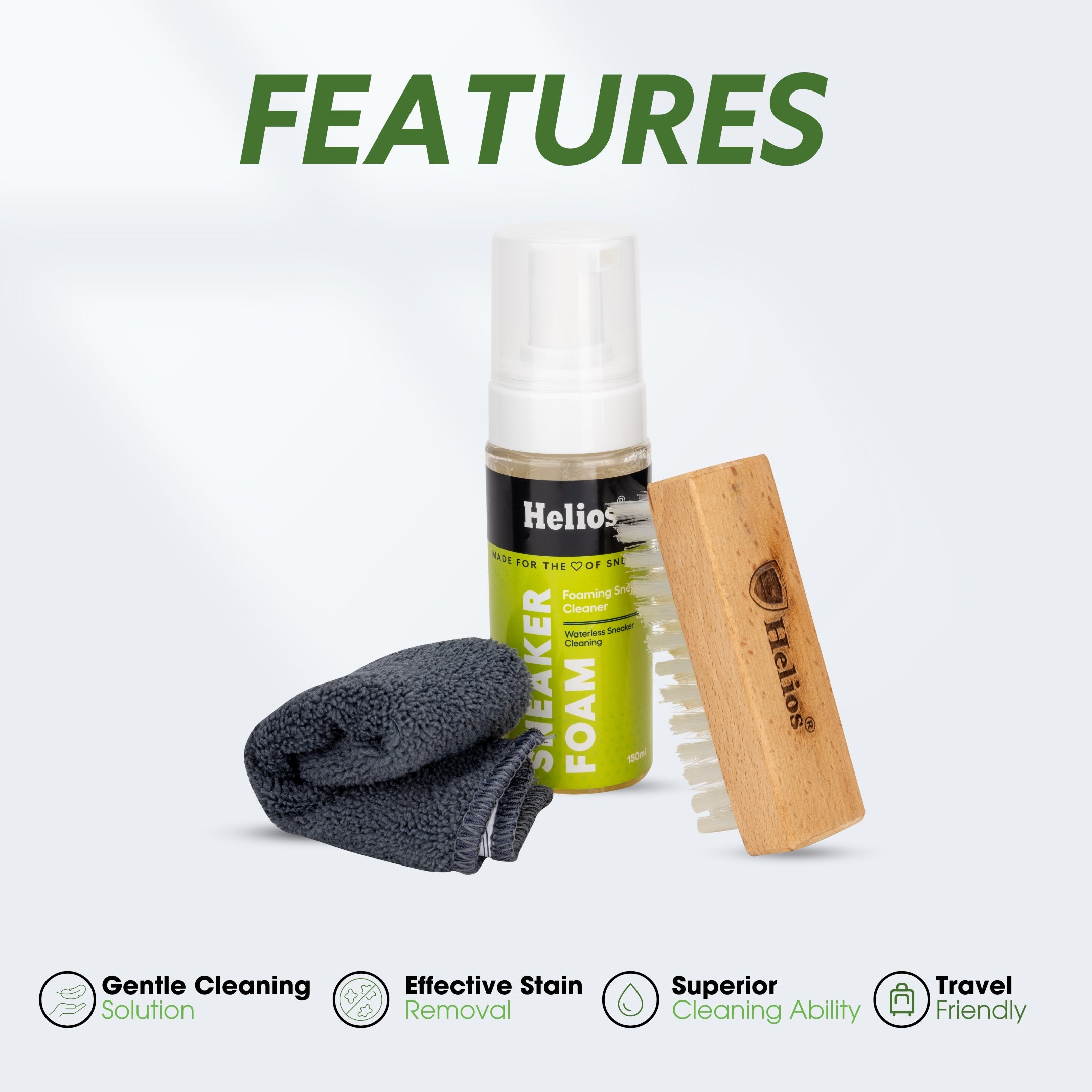 Helios Basic Sneaker  Shoe Cleaning Kit with Microfiber Towel ||Sneaker Cleaning Solution with 150ML ||Shoe Brush || Sports Shoe Cleaner ||Shoe Cleaner ||White Shoes Cleaner