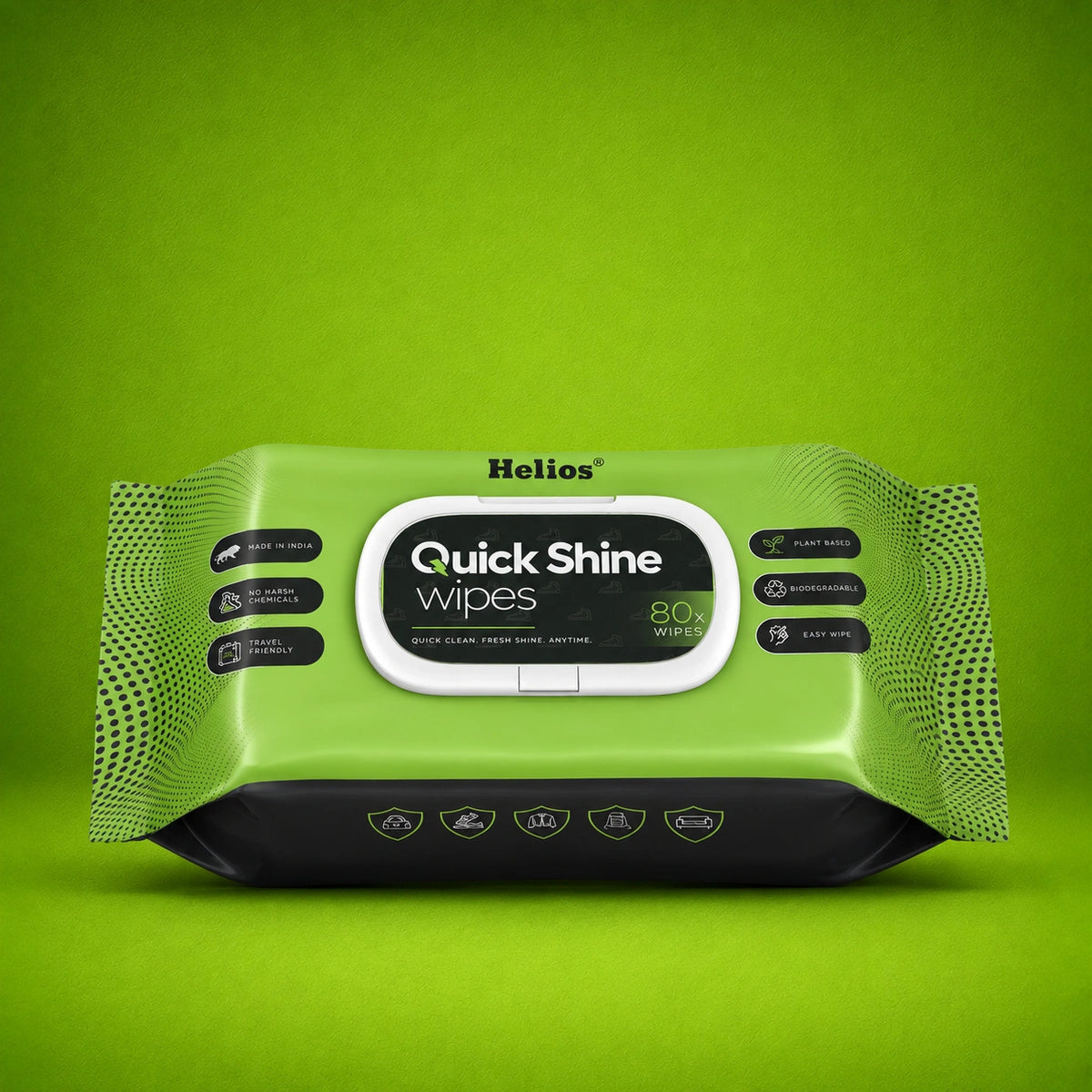 Helios Quick Shine Shoe Wipes Pack of 80