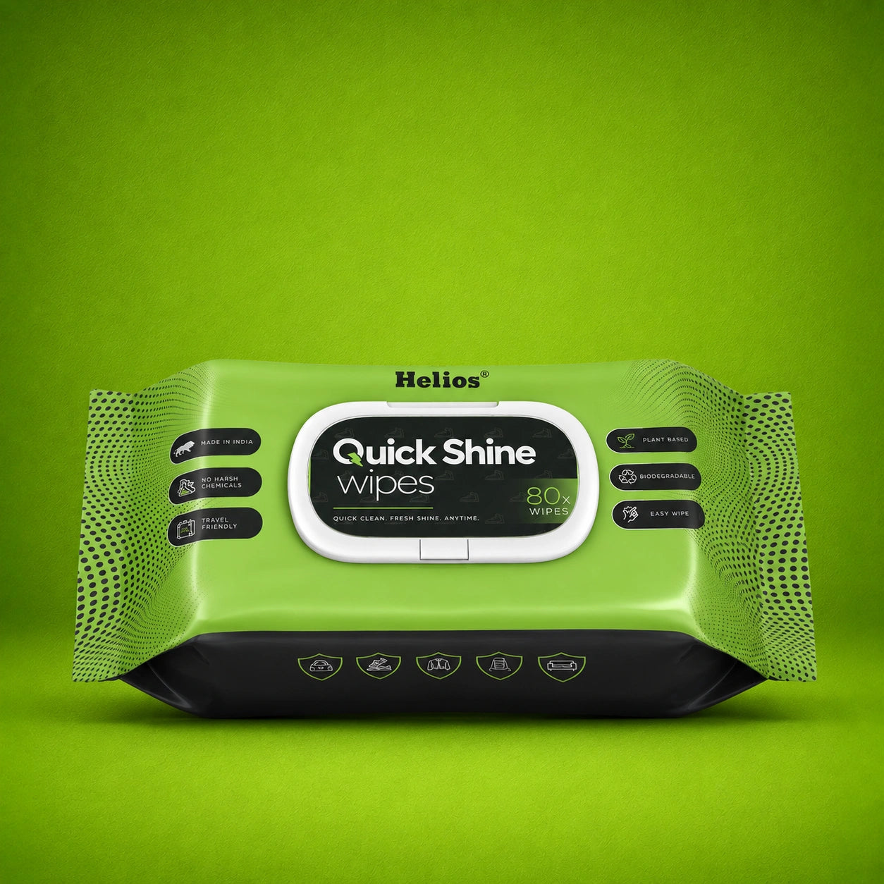 Helios Quick Shine Shoe Wipes Pack of 80