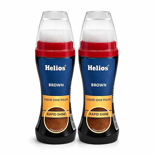 Helios Liquid Shoe Polish – Instant Shine & Color Restore for Leather Shoes | Black & Brown | Easy Sponge Applicator