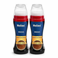 Helios Liquid Shoe Polish – Instant Shine & Color Restore for Leather Shoes | Black & Brown | Easy Sponge Applicator