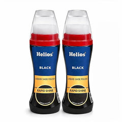 Helios Liquid Shoe Polish – Instant Shine & Color Restore for Leather Shoes | Black & Brown | Easy Sponge Applicator