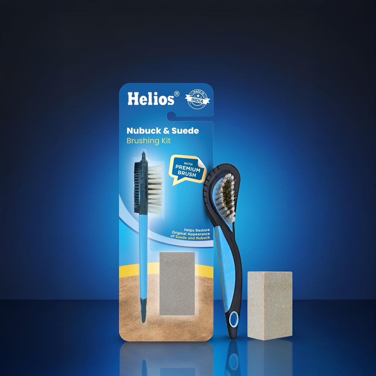 Helios Shoe Cleaning Kit with Eraser Block and suede leather brush, Safe for Suede, Nubuck, Leather