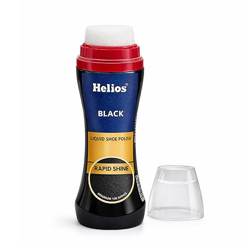 Helios Liquid Shoe Polish – Instant Shine & Color Restore for Leather Shoes | Black & Brown | Easy Sponge Applicator