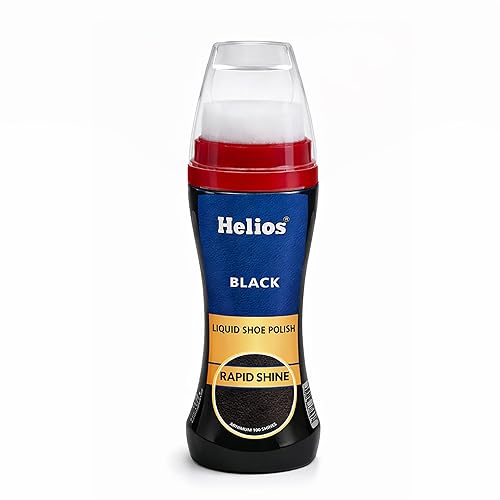 Helios Liquid Shoe Polish – Instant Shine & Color Restore for Leather Shoes | Black & Brown | Easy Sponge Applicator