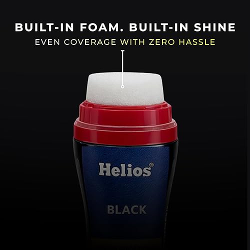 Helios Liquid Shoe Polish – Instant Shine & Color Restore for Leather Shoes | Black & Brown | Easy Sponge Applicator
