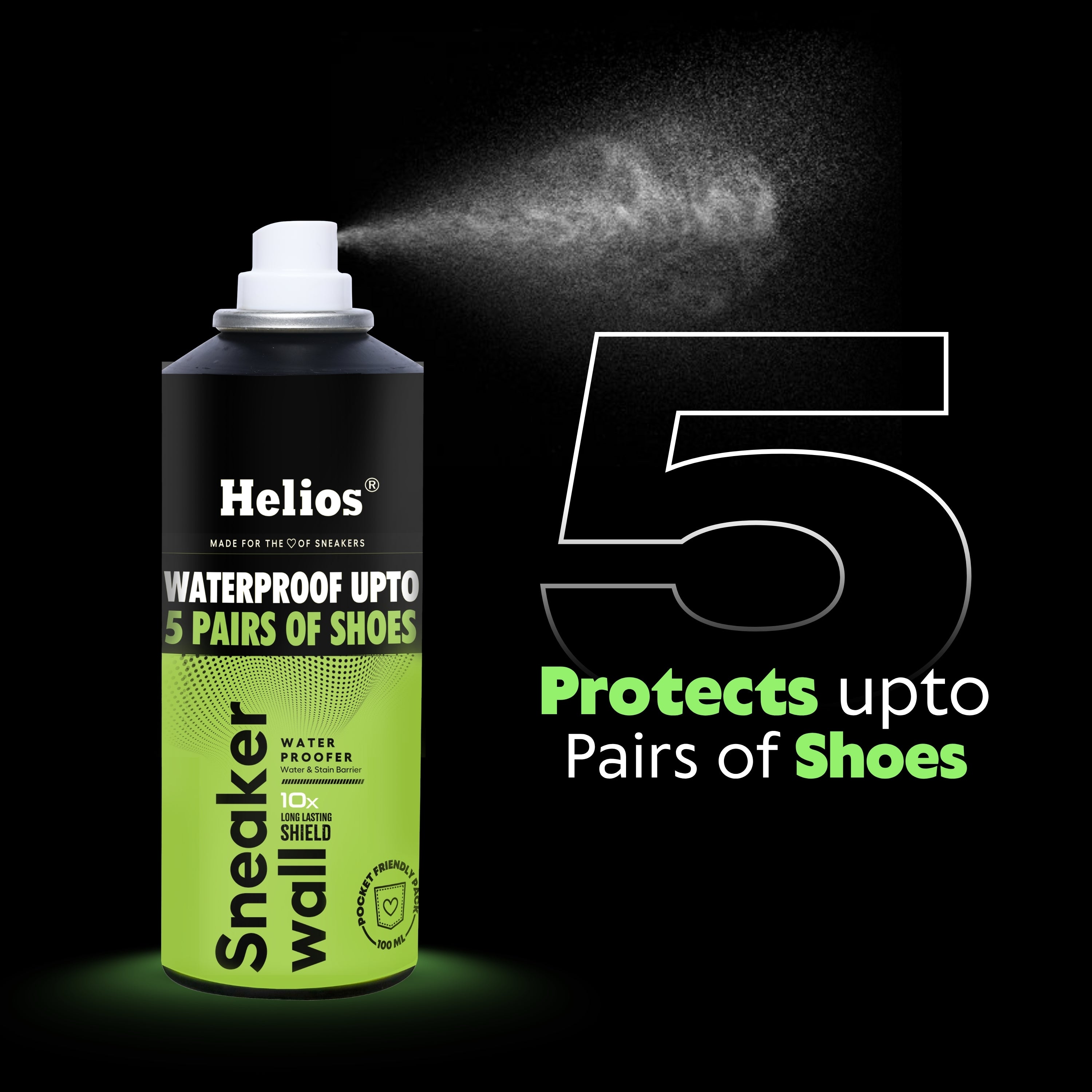 Helios On-The-Go Sneaker Cleaning Kit with 100 ml Waterproofer | Travel Shoe Care Kit included 150 ml Cleaner, 5 Wipes, Cleaning Brush, Microfiber Cloth & Water Bowl
