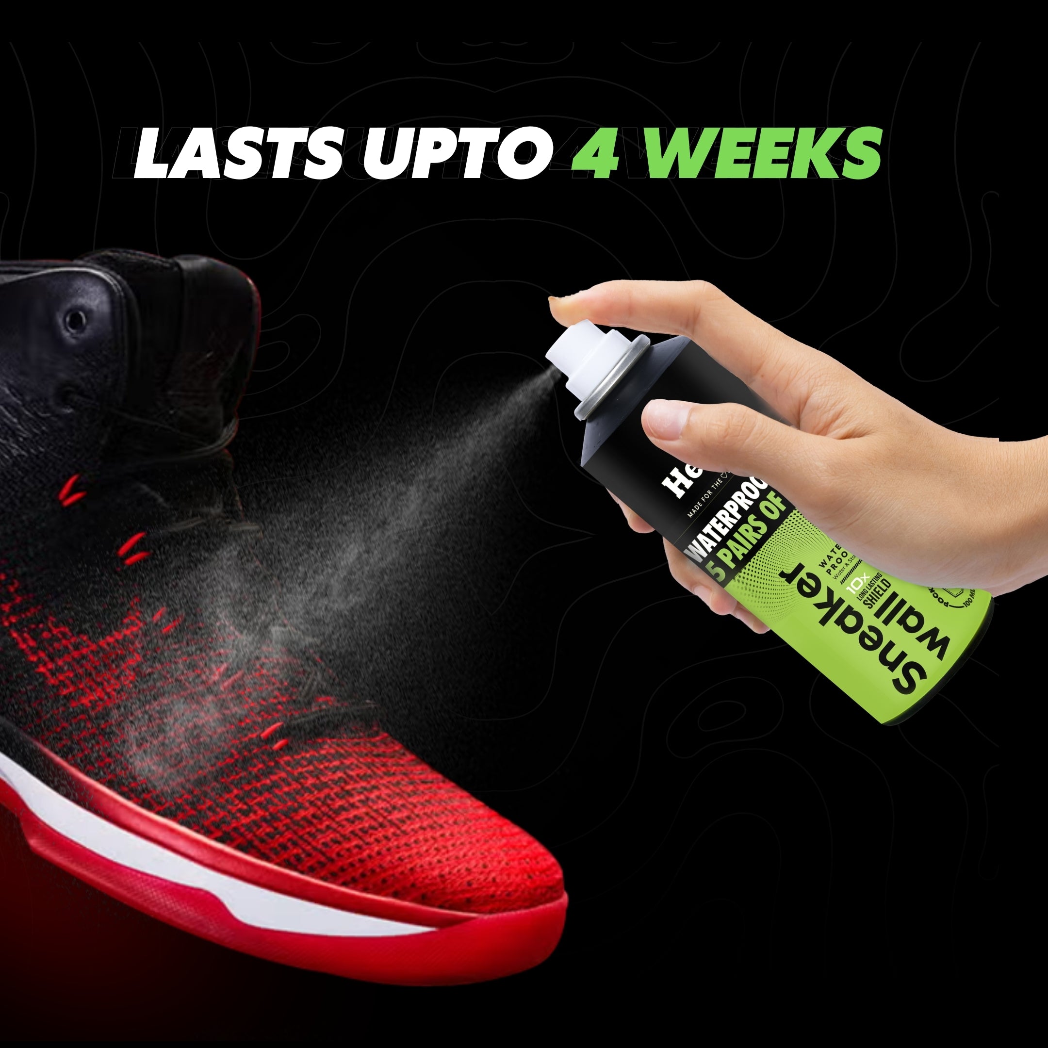 Helios 100 ml Sneaker Wall Waterproof Spray + 150 ml Sports & Sneaker Shoe Care Kit with Wooden Brush | Shoe Protection & Cleaning Combo