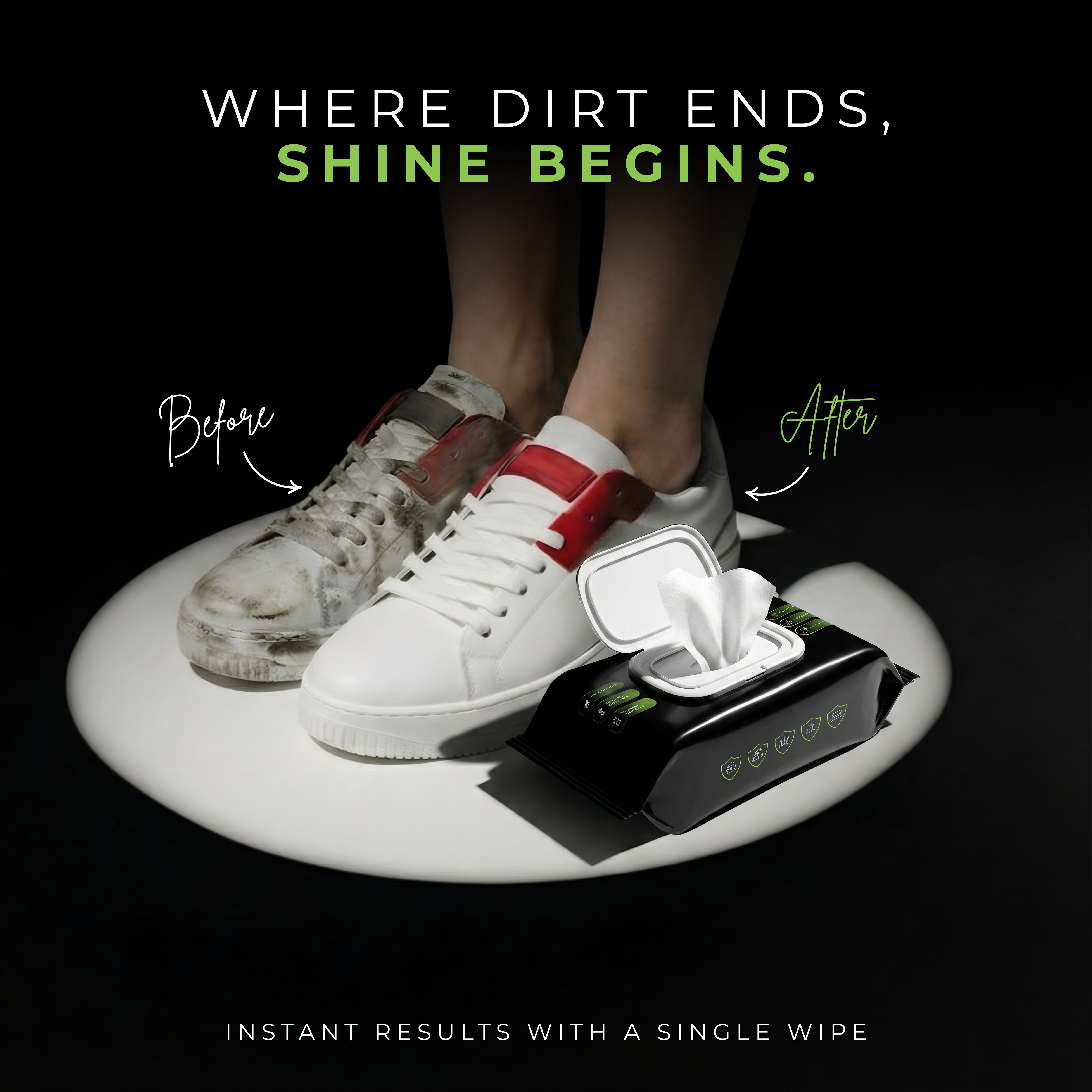 Helios Quick Shine Shoe Wipes Pack of 80