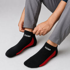Helios Pack of 3 Cotton Ankle Socks for Men & Women  | Red, White & Black