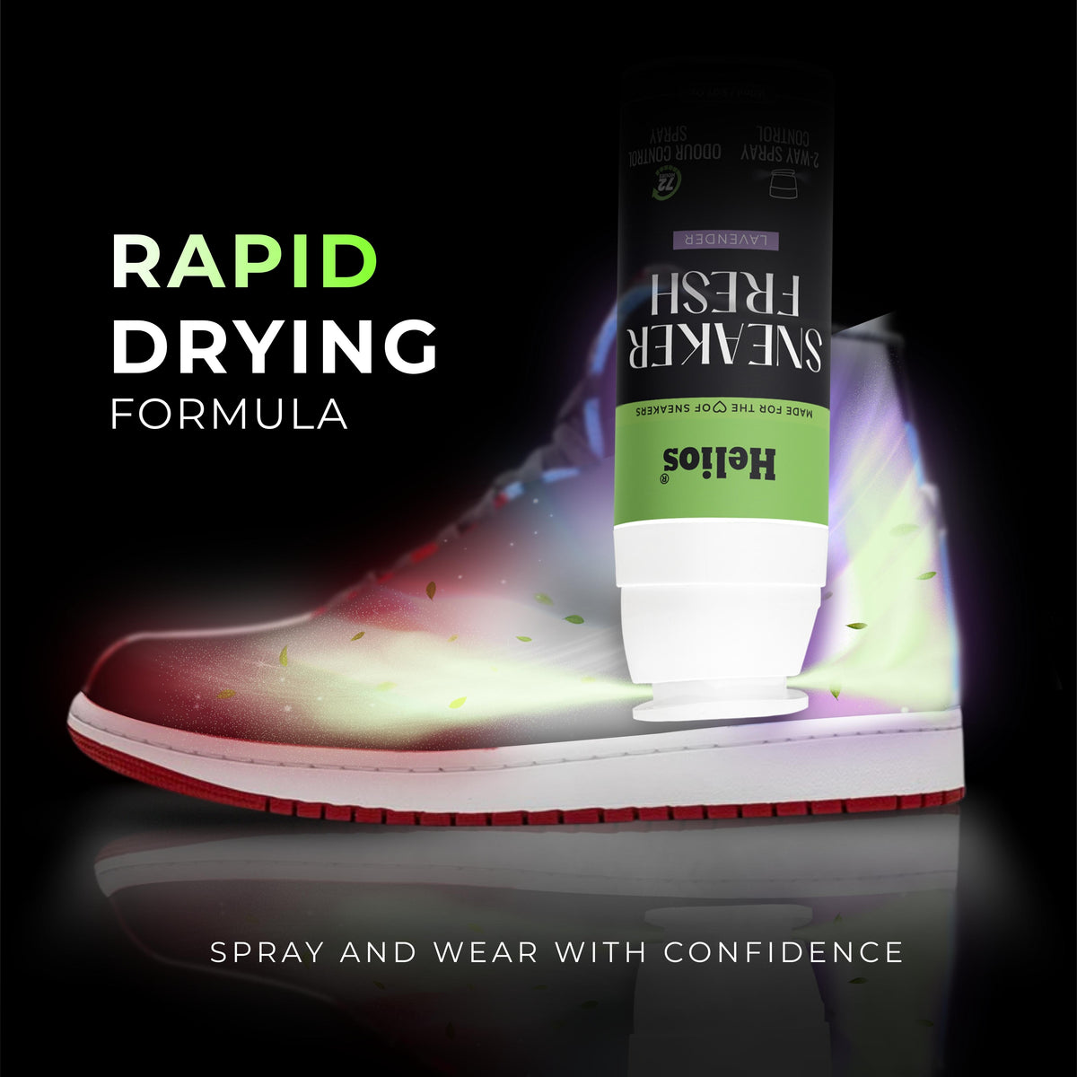 Helios Sneaker Fresh Lavender Shoe Deodorizer Spray 150ml | Shoe Freshener & Odour Eliminator | Long-Lasting Freshness | Dual Spray Technology